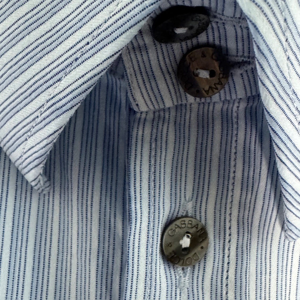 Dolce & Gabbana Light Blue Pinstripe Button-Down Shirt - Picture 10 of 15